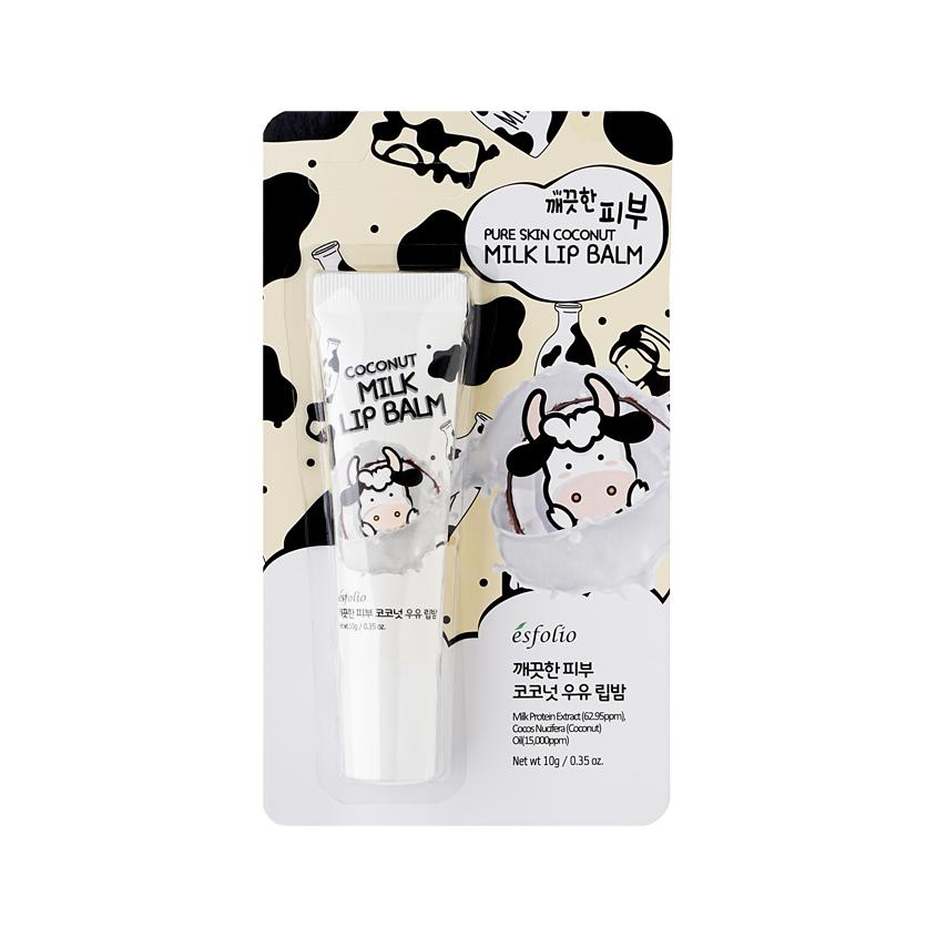 Бальзам для губ `ESFOLIO` PURE SKIN COCONUT с кокосовым маслом и молочным протеином 10 г
