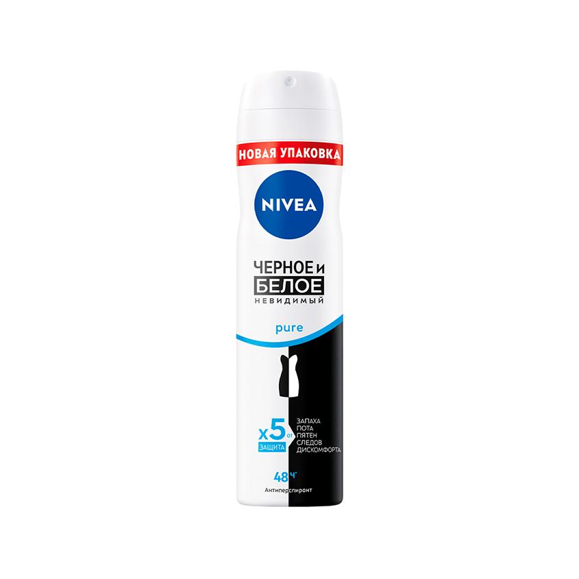 Део-спрей жен. `NIVEA` ЧЕРНОЕ И БЕЛОЕ Невидимый Pure (антиперспирант) 150 мл