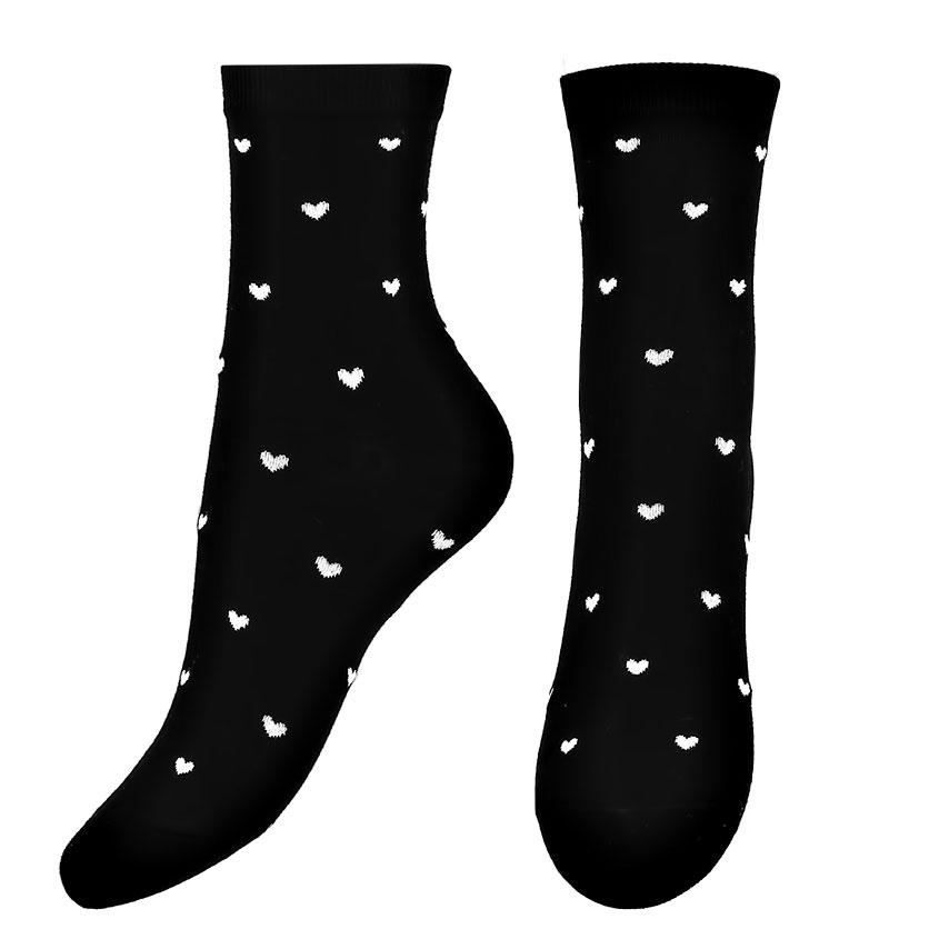 Носки `SOCKS` Black with white heart р-р единый