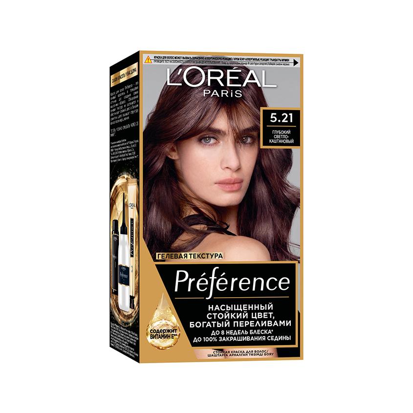 Краска для волос `LOREAL` `PREFERENCE` тон 5.21 Глубокий светло-каштановый