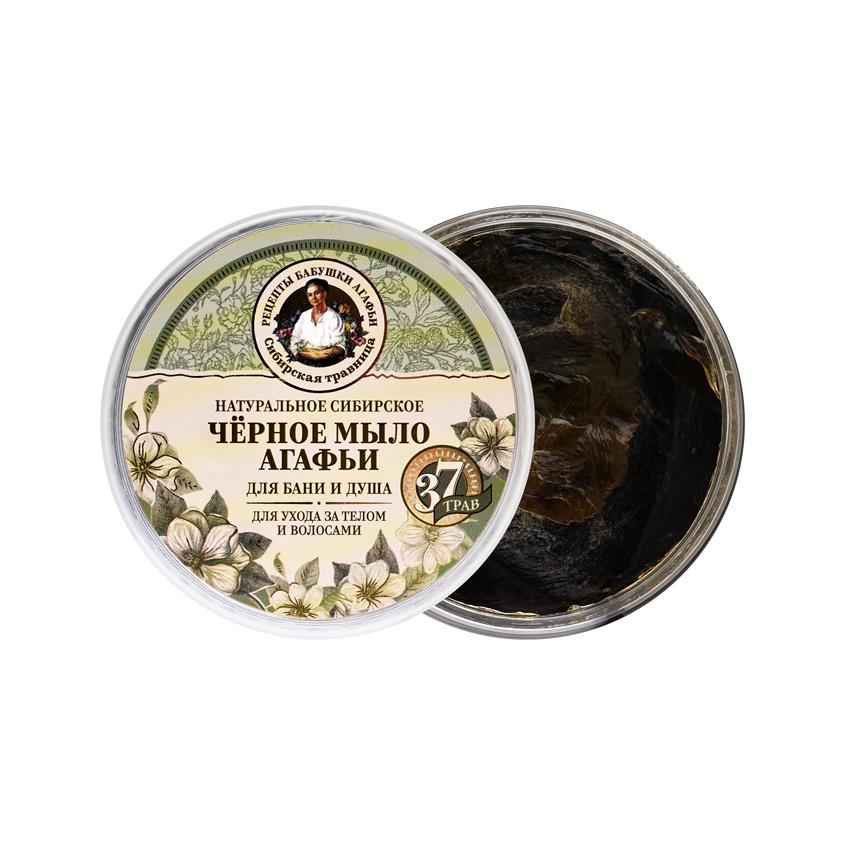 Мыло для тела и волос `РЕЦЕПТЫ БАБУШКИ АГАФЬИ` черное для бани и душа 300 мл