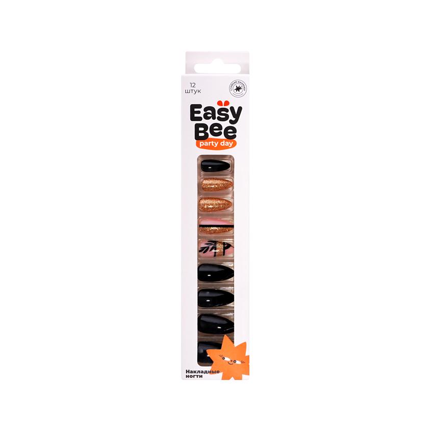 Набор накладных ногтей с клеевыми стикерами `EASYBEE` NAIL DAY Black Luxury (12 шт + клеевые стикеры 24 шт)