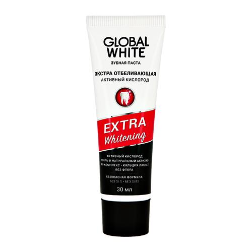 Паста зубная `GLOBAL WHITE` EXTRA WHITENING с углем и активным кислородом 30 мл