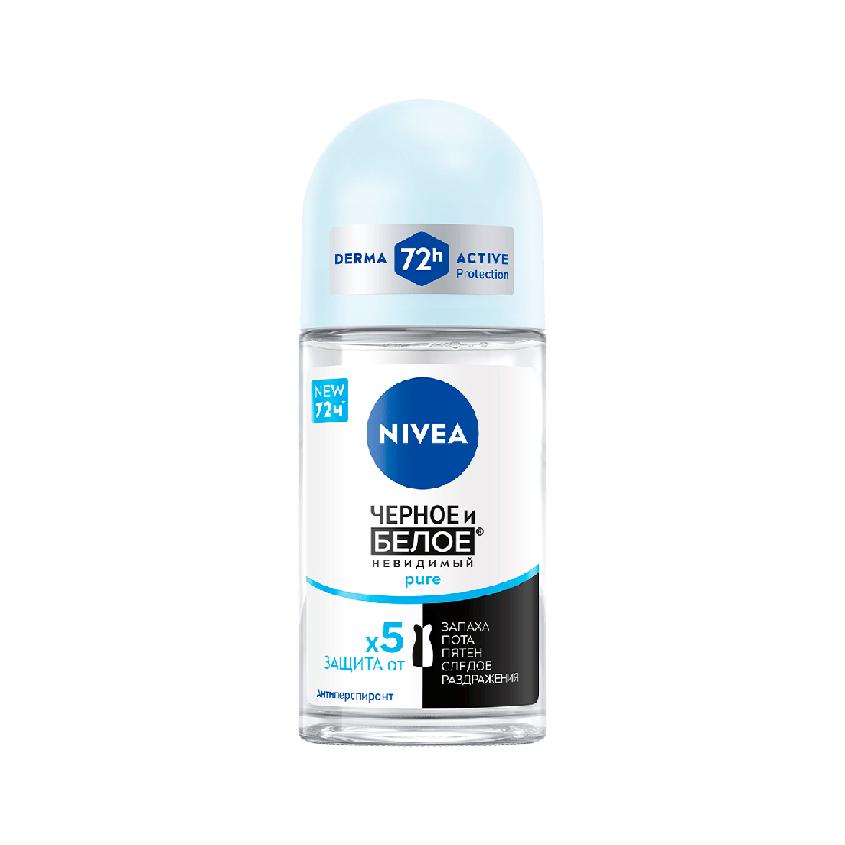 Део-ролл жен. `NIVEA` ЧЕРНОЕ И БЕЛОЕ Невидимый Pure (антиперспирант) 50 мл
