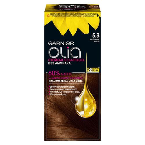 Краска для волос `GARNIER` `OLIA` тон 5.3 (Золотистый каштан)