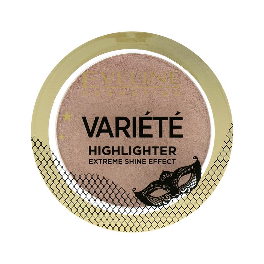 Хайлайтер для лица `EVELINE` `VARIETE` EXTREME SHINE EFFECT прессованный тон 01 розовый