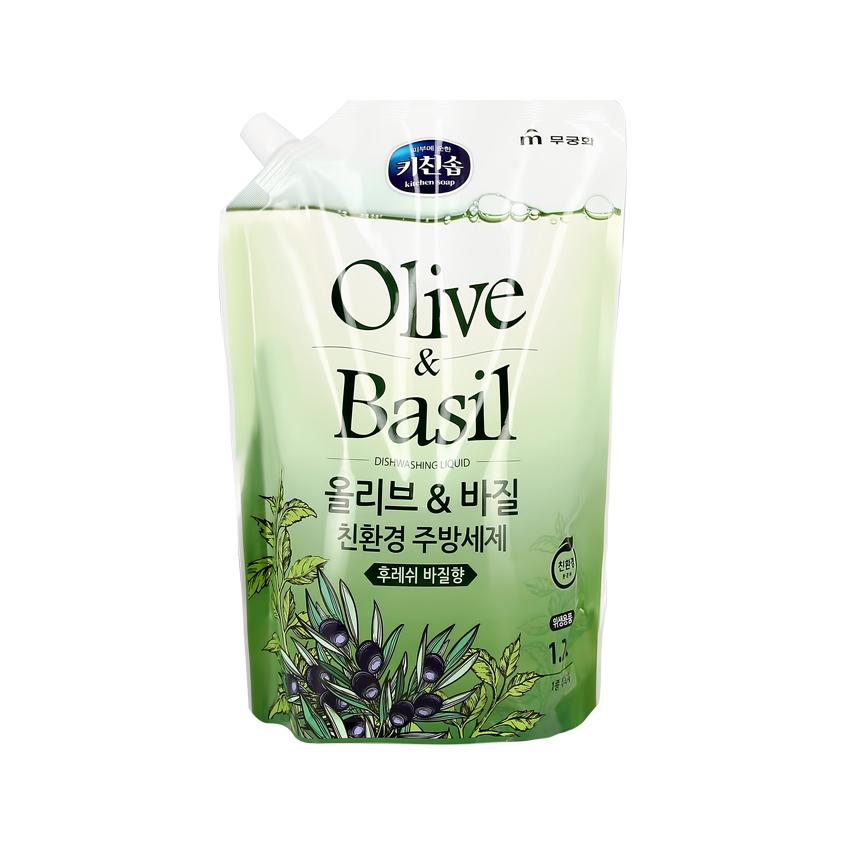 Средство для мытья посуды `MUKUNGHWA` Olive & basil дой-пак 1,2 л