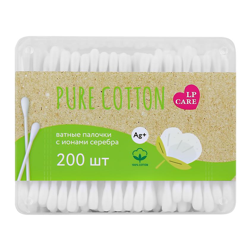 Палочки ватные `LP CARE` PURE COTTON с ионами серебра в коробке 200 шт