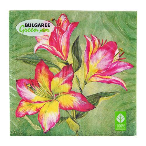 Салфетки бумажные `BULGAREE GREEN` трехслойные Ирис 20 шт