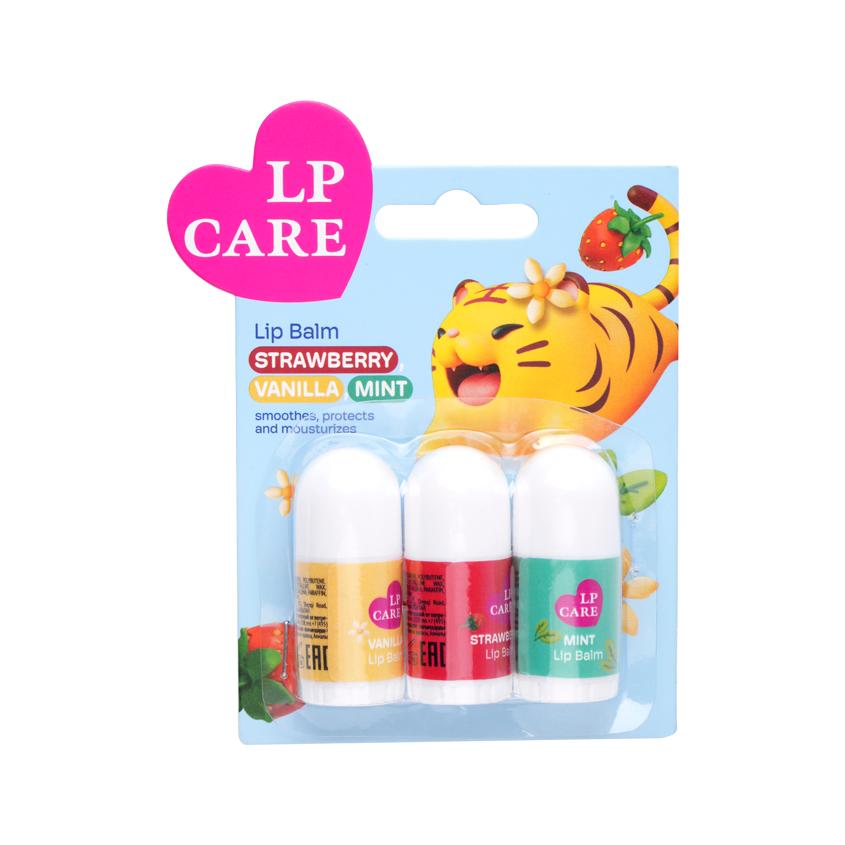 Бальзам для губ `LP CARE` (клубника, ваниль мята) 2,5x3 шт