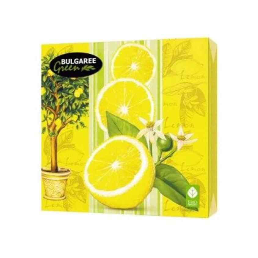Салфетки бумажные `BULGAREE GREEN` трехслойные Лимон 20 шт