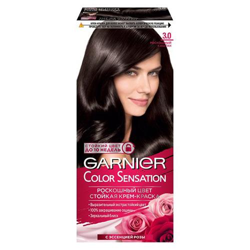 Краска для волос `GARNIER` `COLOR SENSATION` тон 3.0 (Роскошный каштан)