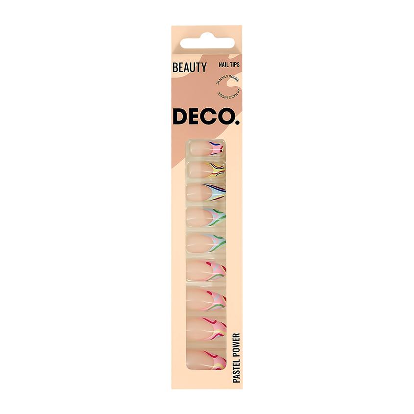 Набор накладных ногтей `DECO.` PASTEL POWER color french (24 шт + клеевые стикеры 24 шт)