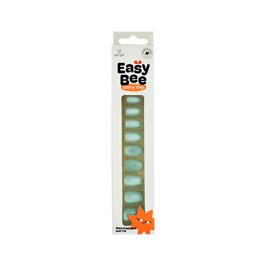 Набор накладных ногтей с клеевыми стикерами `EASYBEE` NAIL DAY Mint Shine (12 шт + клеевые стикеры 24 шт)