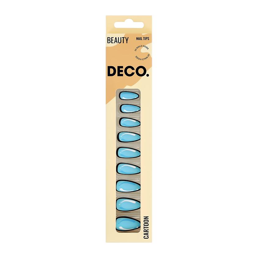 Набор накладных ногтей с клеевыми стикерами `DECO.` CARTOON blue (24 шт + клеевые стикеры 24 шт)