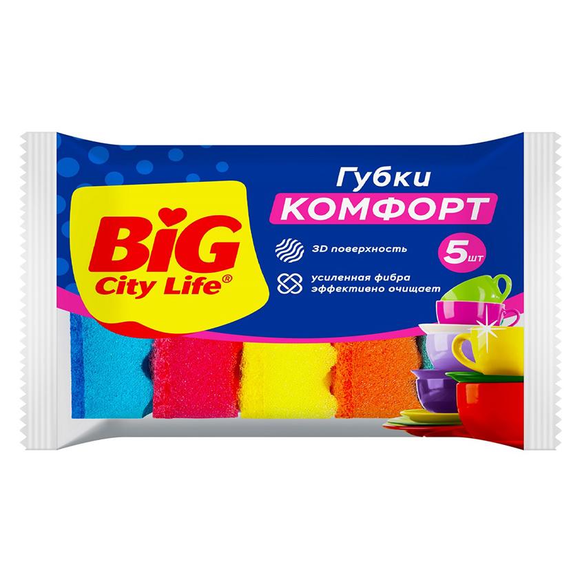 Губка хозяйственная `BIG CITY` Комфорт 5 шт