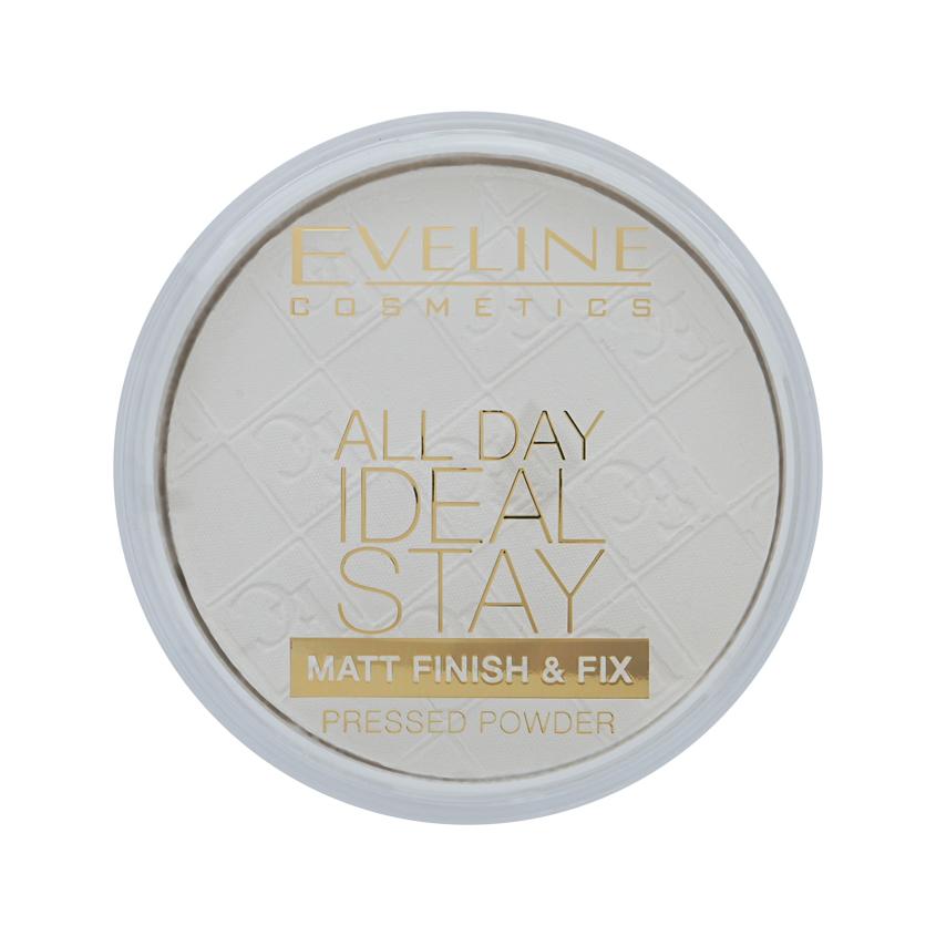 Пудра компактная для лица `EVELINE` ALL DAY IDEAL STAY матирующая бесцветная