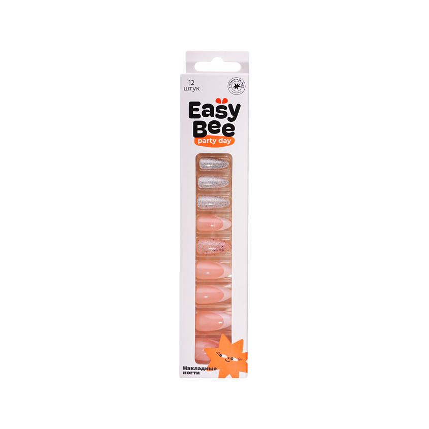 Набор накладных ногтей с клеевыми стикерами `EASYBEE` BASE Pink French (12 шт + клеевые стикеры 24 шт)