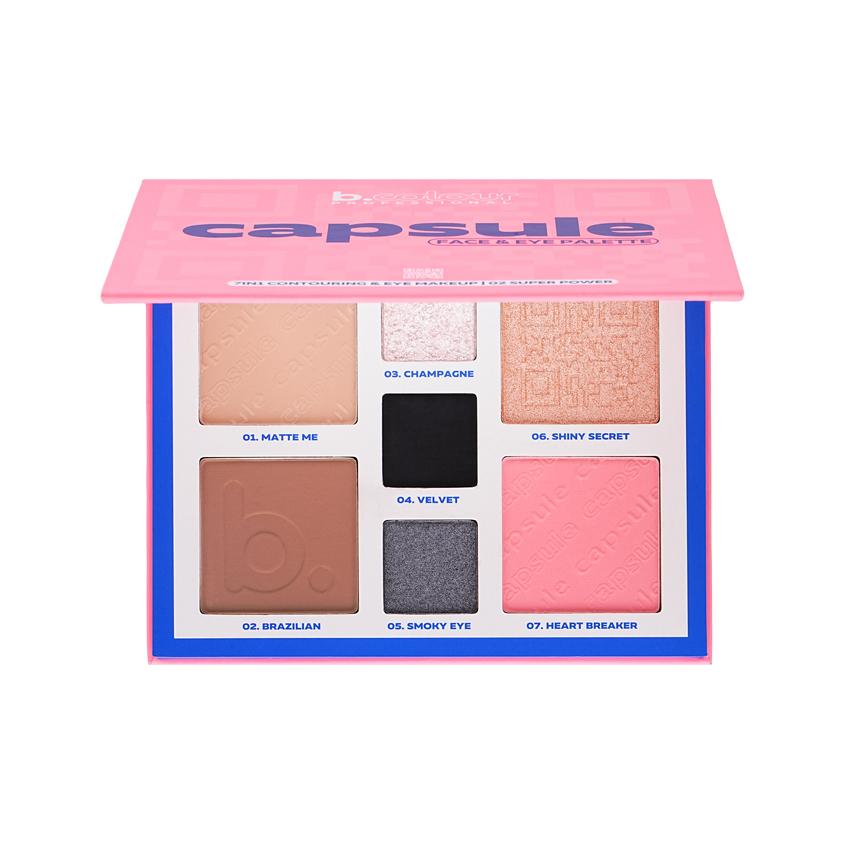 Палетка для макияжа лица и глаз `B.COLOUR PROFESSIONAL` FACE & EYE PALETTE 7 IN 1 тон 02 Super power