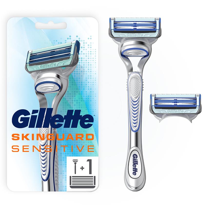 Станок для бритья `GILLETTE` SKINGUARD SENSITIVE с 2 сменными кассетами 1 шт