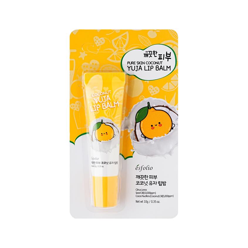 Бальзам для губ `ESFOLIO` PURE SKIN COCONUT с кокосовым маслом и экстрактом юдзу 10 г