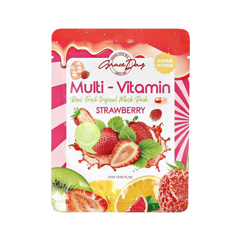 GRACE DAY | Маска для лица `GRACE DAY` MULTI-VITAMIN с экстрактом клубники (увлажняющая) 27 мл