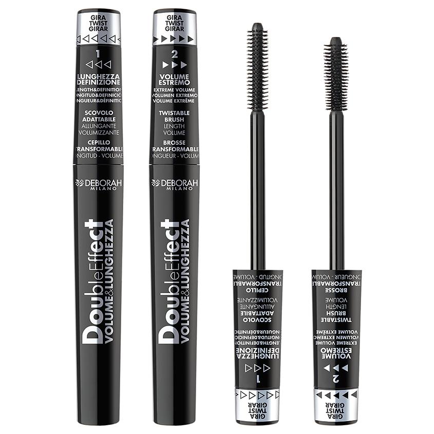 Тушь для ресниц `DEBORAH` MASCARA DOUBLE EFFECT двойной эффект тон черный