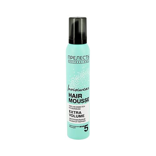 Мусс для волос `ПРЕЛЕСТЬ` `PROFESSIONAL` INVISIWEAR EXTRA VOLUME сверхсильной фиксации 200 мл