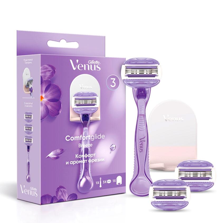 Станок для бритья `GILLETTE` `VENUS` BREEZE с 3 сменными кассетами