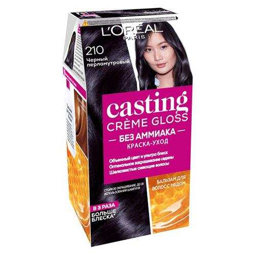 Крем-краска для волос `LOREAL` `CASTING` CREME GLOSS тон 210 (Черный перламутровый)