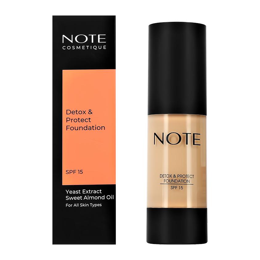 Основа тональная для лица `NOTE` DETOX AND PROTECT SPF 15 с детокс-эффектом тон 128 Sand ivory
