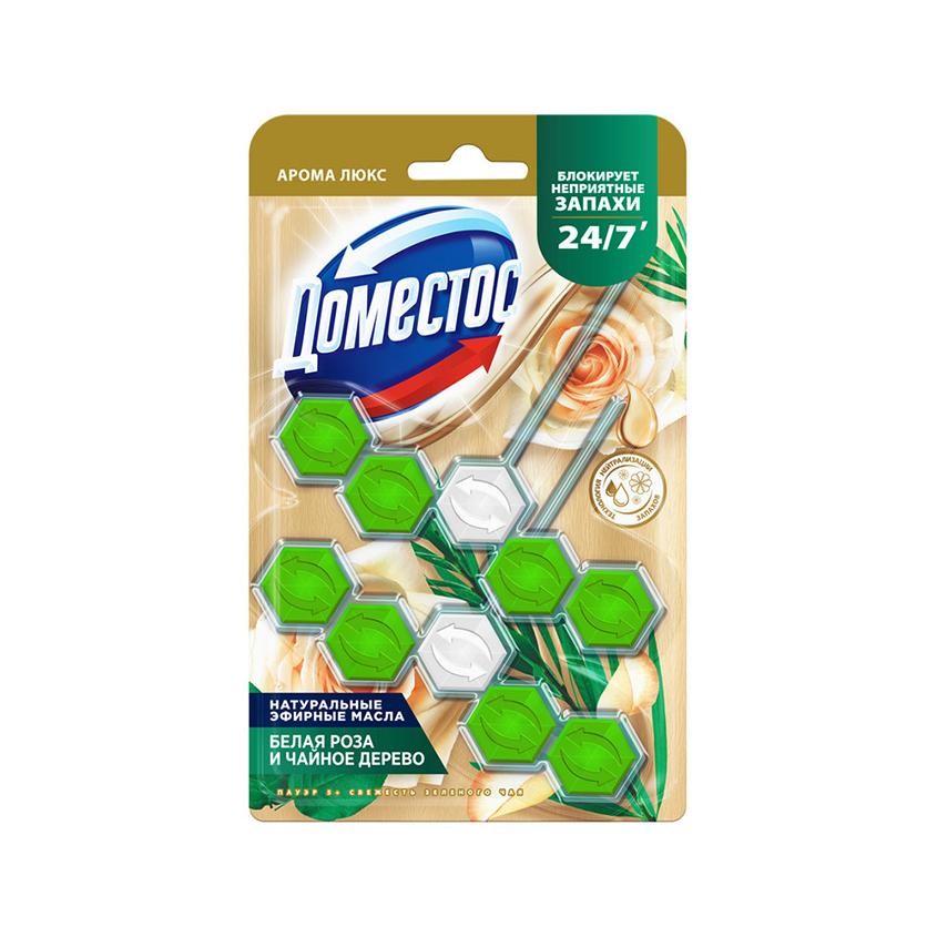 DOMESTOS | Подвеска для унитаза `ДОМЕСТОС` POWER 5 Белая роза и Чайное дерево 2 шт