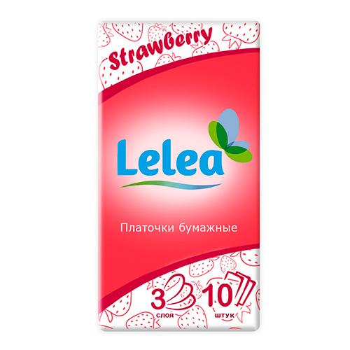 LELEA | Платочки носовые `LELEA` 3-х слойные Клубника 10 шт