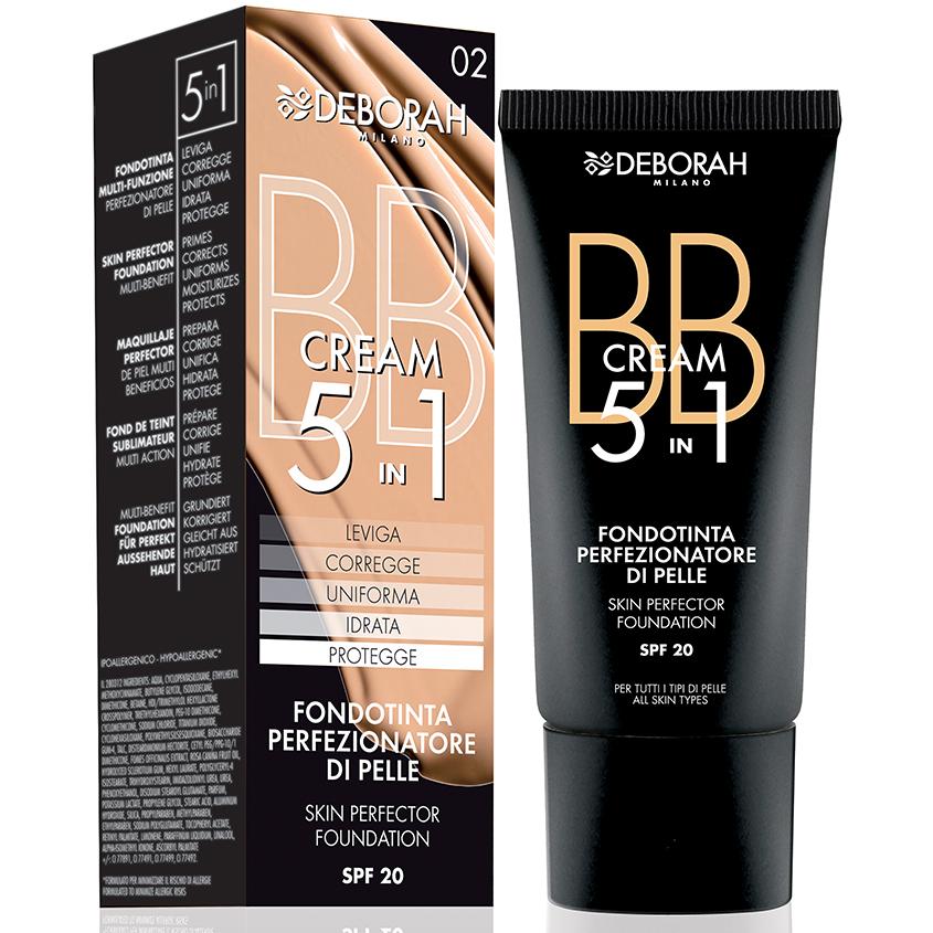 Крем тональный для лица `DEBORAH` BB CREAM 5 IN 1 тон 01 белоснежный