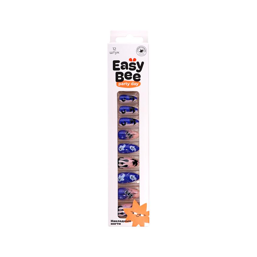 EASYBEE | Набор накладных ногтей с клеевыми стикерами `EASYBEE` NAIL DAY Night Ghost (12 шт + клеевые стикеры 24 шт)