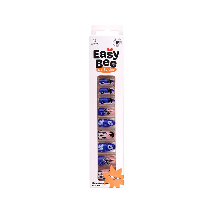 Набор накладных ногтей с клеевыми стикерами `EASYBEE` BASE Night Ghost (12 шт + клеевые стикеры 24 шт)