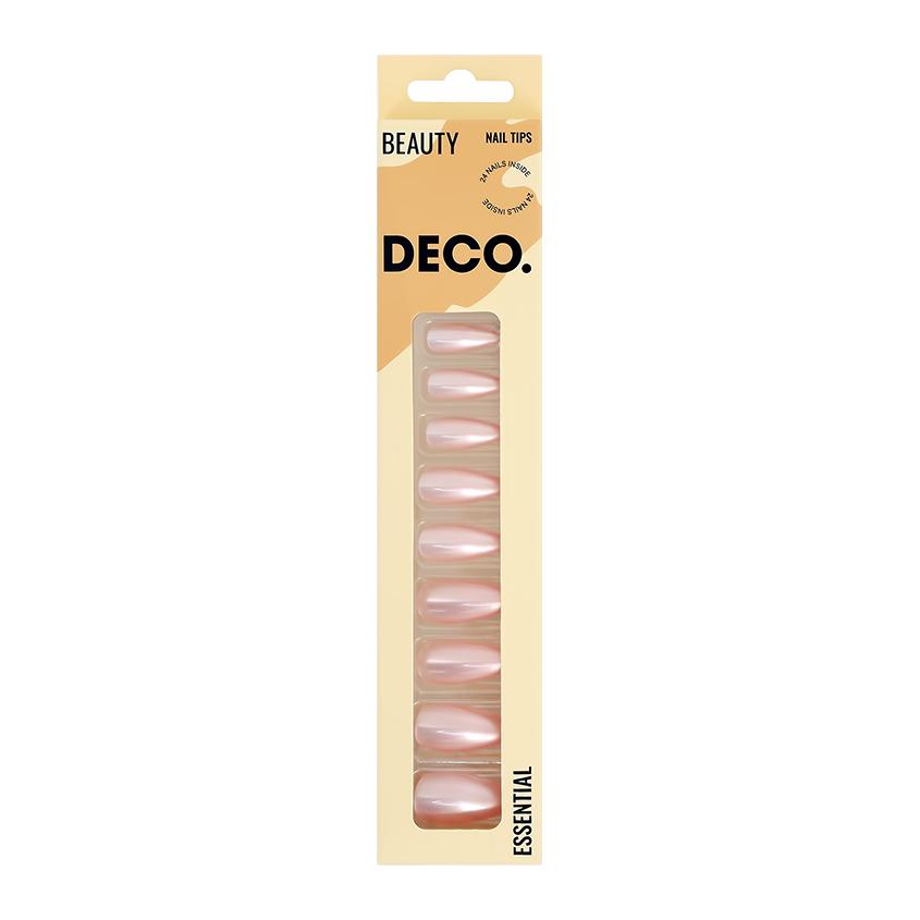 Набор накладных ногтей с клеевыми стикерами `DECO.` ESSENTIAL shiny rose (24 шт + клеевые стикеры 24 шт)