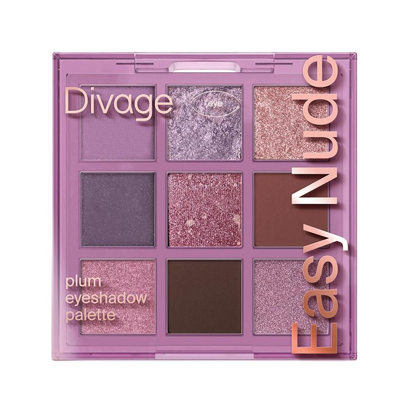 Палетка теней для век `DIVAGE` EASY NUDE PLUM универсальная 9 оттенков