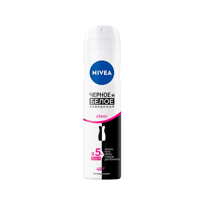 Део-спрей жен. `NIVEA` ЧЕРНОЕ И БЕЛОЕ Невидимый Clear (антиперспирант) 150 мл