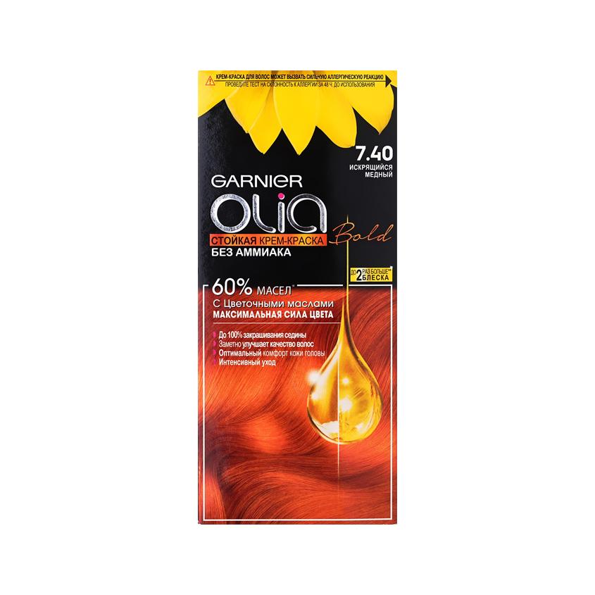 Краска для волос `GARNIER` `OLIA` тон 7.40 (Искрящийся медный) 112 г