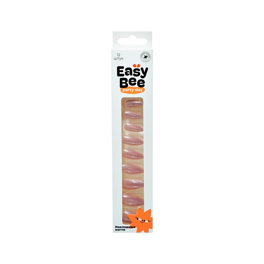 Набор накладных ногтей с клеевыми стикерами `EASYBEE` NAIL DAY Pink Glitter Mirror (12 шт + клеевые стикеры 24 шт)