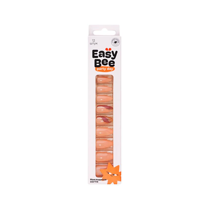 EASYBEE | Набор накладных ногтей с клеевыми стикерами `EASYBEE` NAIL DAY Gold Wave (12 шт + клеевые стикеры 24 шт)