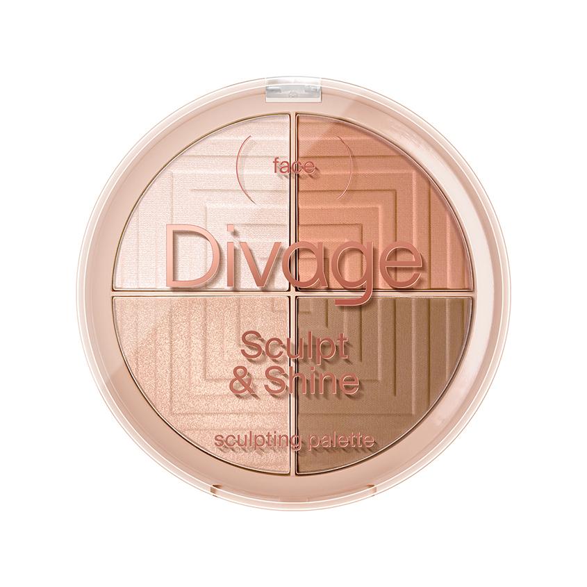 Палетка для скульптурирования лица `DIVAGE` SCULPT&SHINE многофункциональная