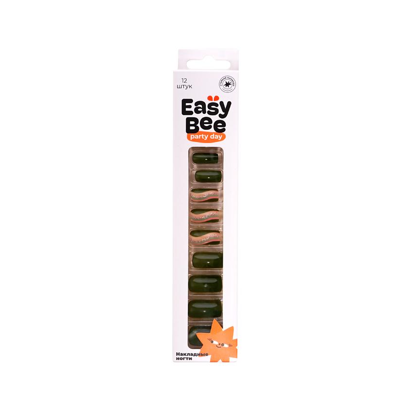 EASYBEE | Набор накладных ногтей с клеевыми стикерами `EASYBEE` NAIL DAY Heart Web (12 шт + клеевые стикеры 24 шт)