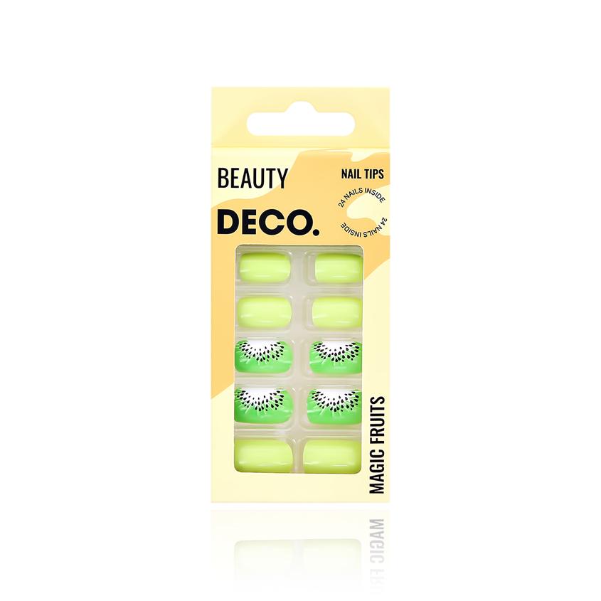 Набор накладных ногтей с клеевыми стикерами `DECO.` MAGIC FRUITS kiwi (24 + клеевые стикеры 24 шт)