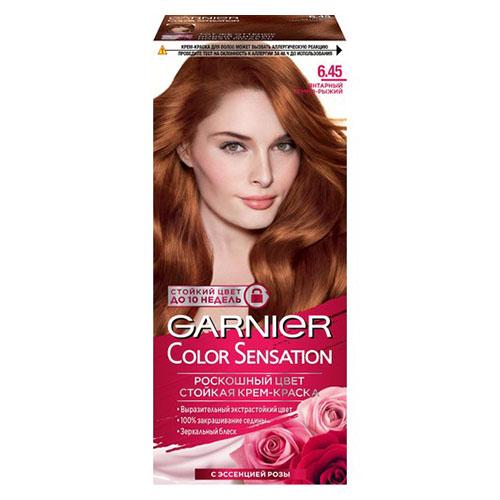 Краска для волос `GARNIER` `COLOR SENSATION` тон 6.45 (Янтарный темно-рыжий)