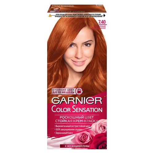 Краска для волос `GARNIER` `COLOR SENSATION` тон 7.40 (Янтарный ярко-рыжий)