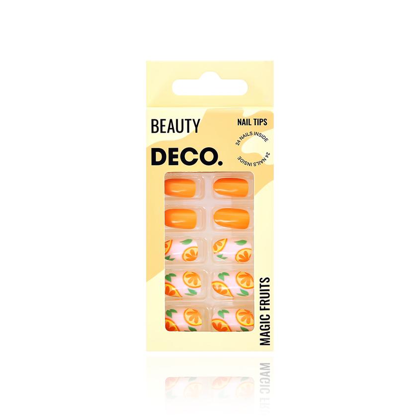 Набор накладных ногтей с клеевыми стикерами `DECO.` MAGIC FRUITS orange (24 + клеевые стикеры 24 шт)