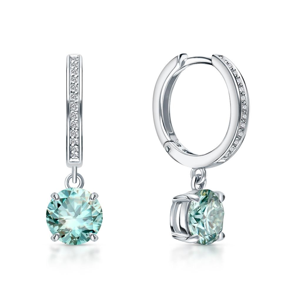 Серьги из серебра с муассанитами и фианитами