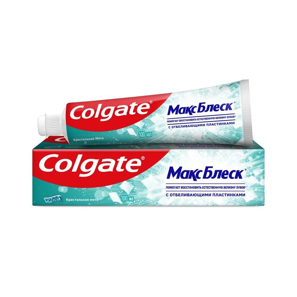 Зубная паста Colgate Макс Блеск " кристальная мята " с отбеливающими пластинками 100мл
